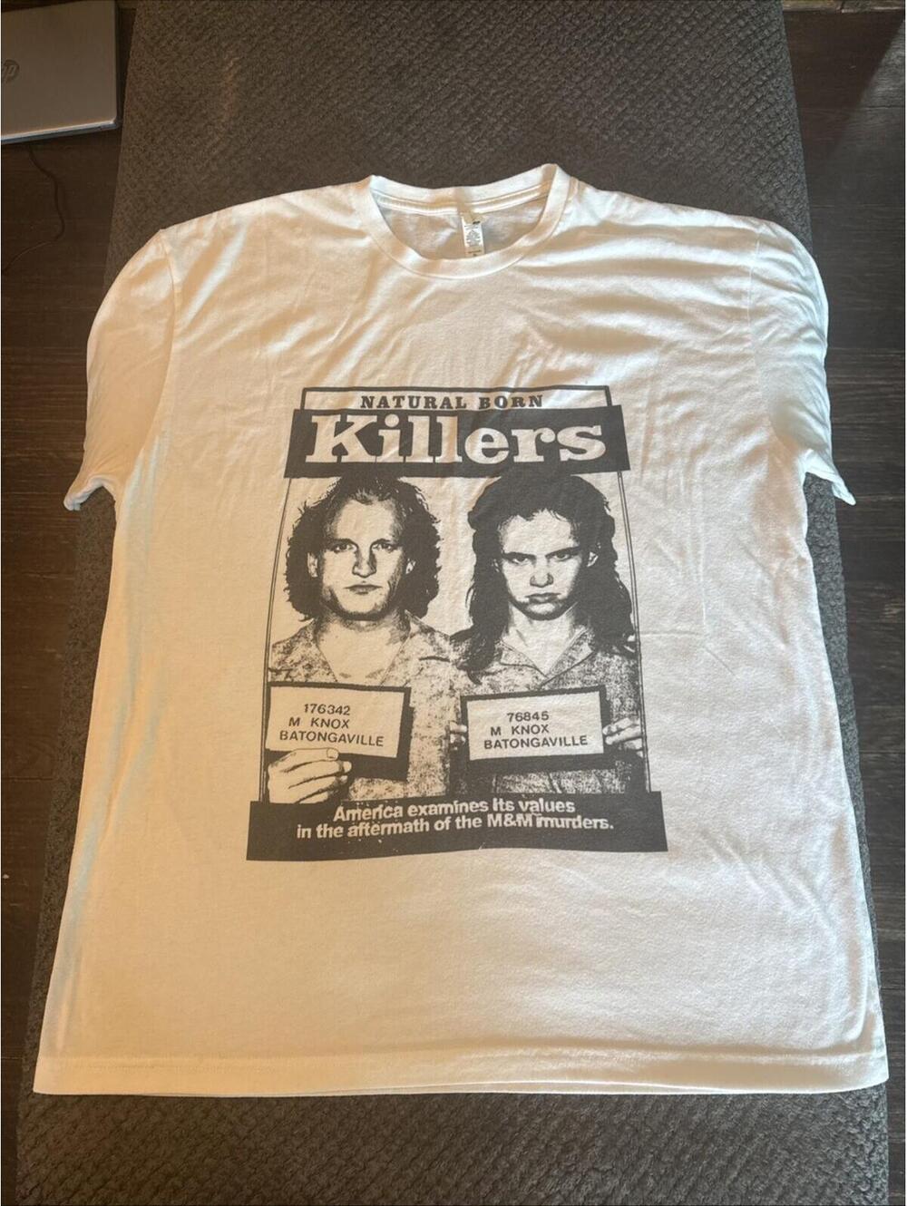 Vtg Natural Born Killers 90s Movie Woody Harrelson White Mens XL T-Shirt REPRINT